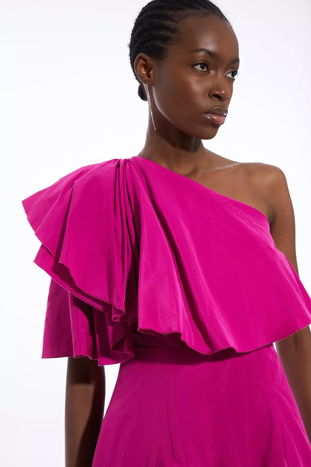 One shoulder ruffle dress online